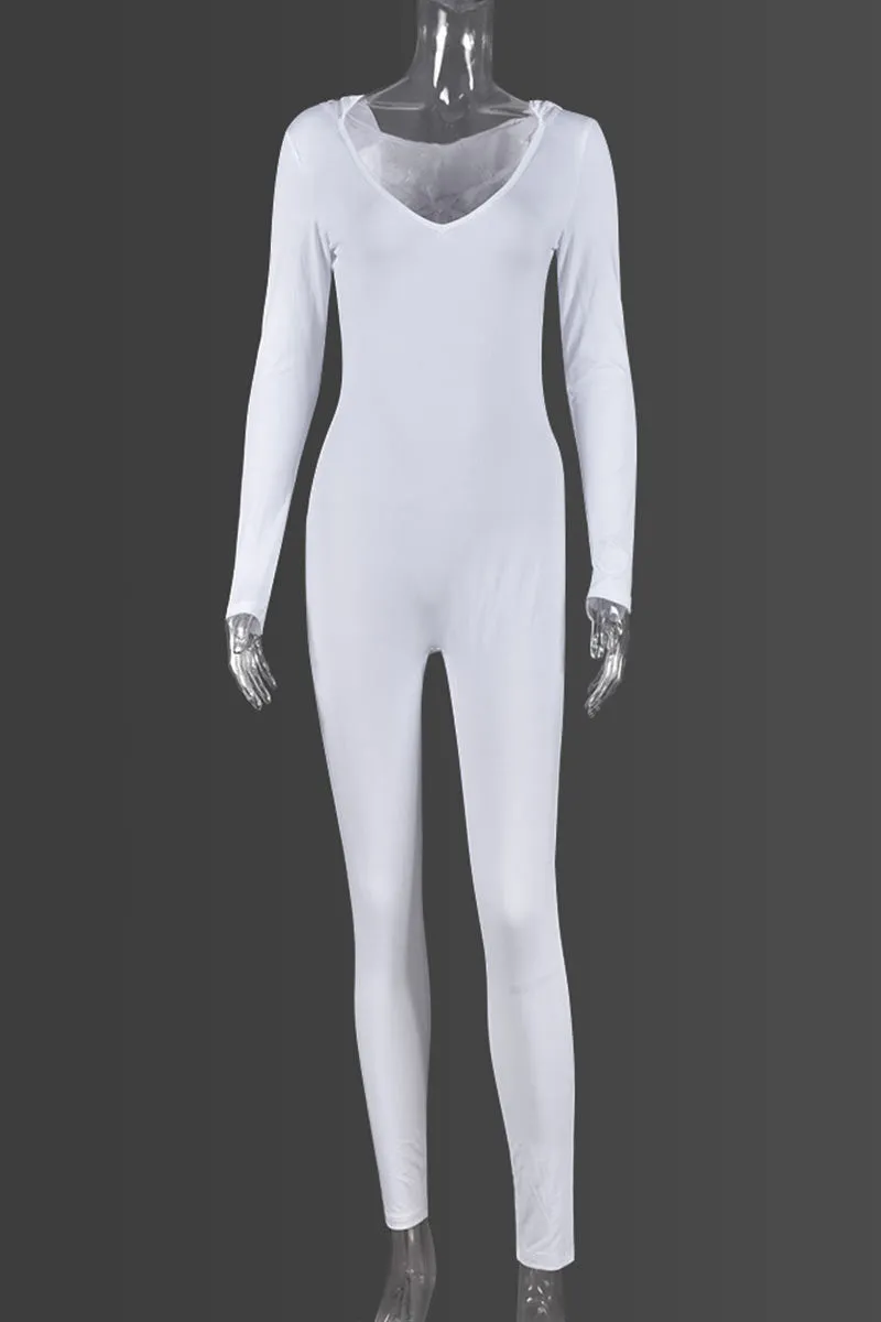 JH0539 Hoodie Bodycon Jumpsuits