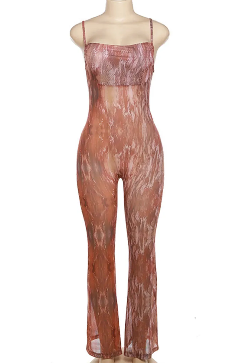 JH0551 Tie Dye Mesh Jumpsuits