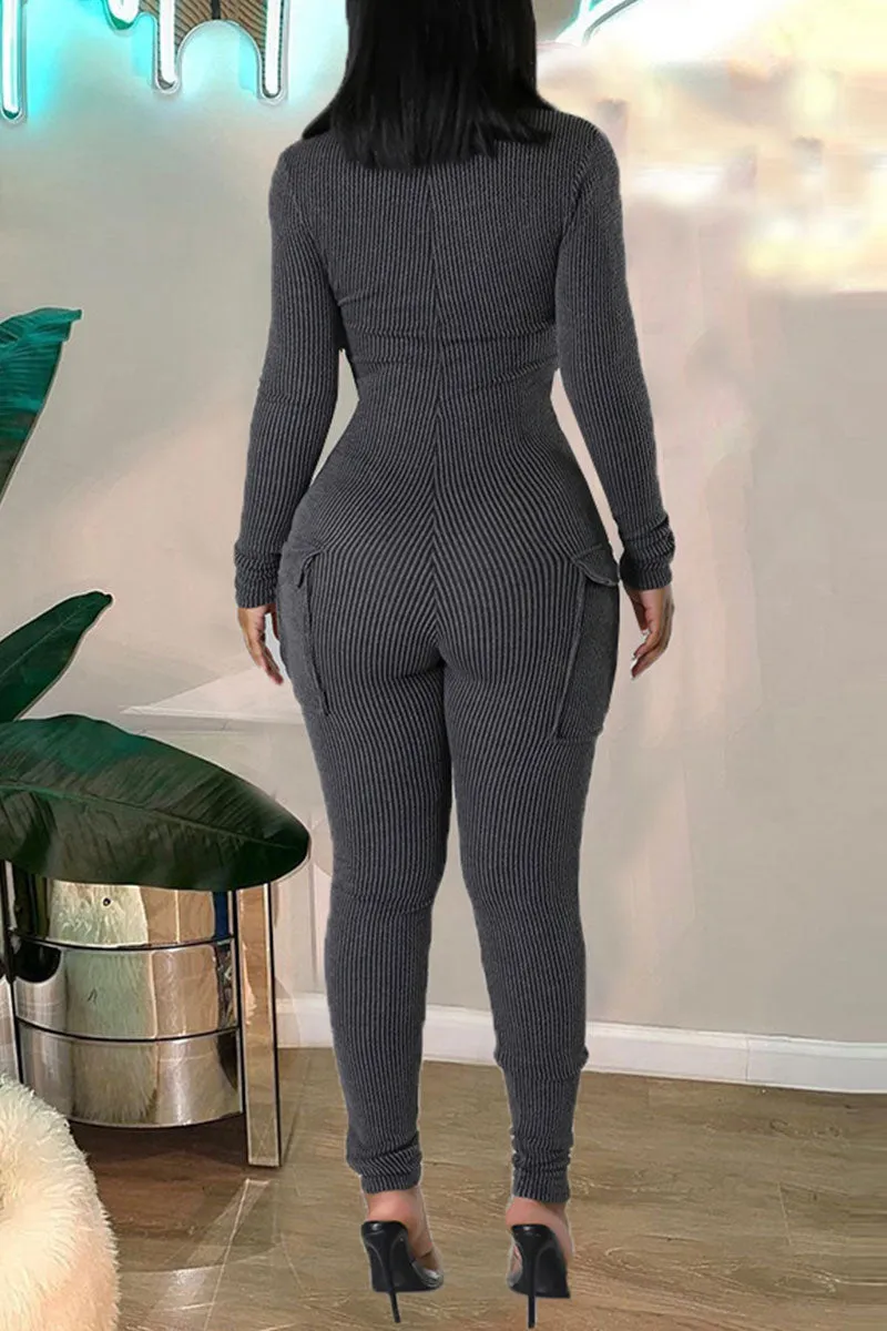 JH0580 V neck Fitted Jumpsuits