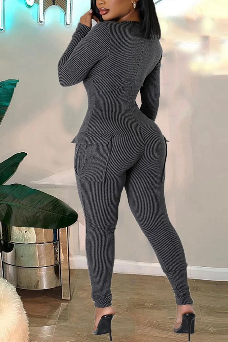 JH0580 V neck Fitted Jumpsuits
