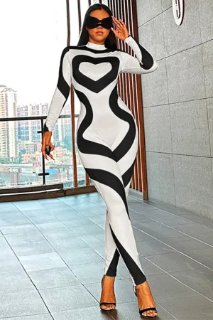 JI0212 Stripes Printed Bodycon Jumpsuits