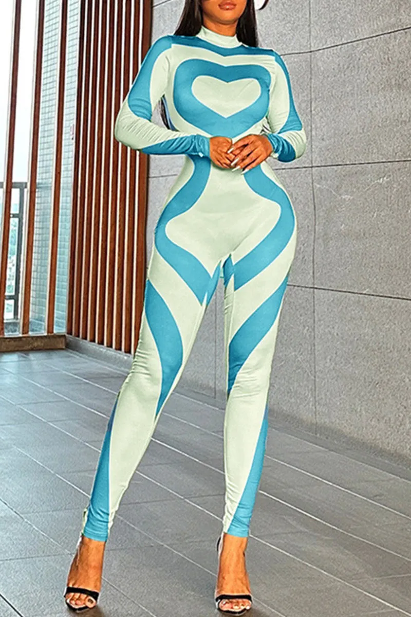 JI0212 Stripes Printed Bodycon Jumpsuits