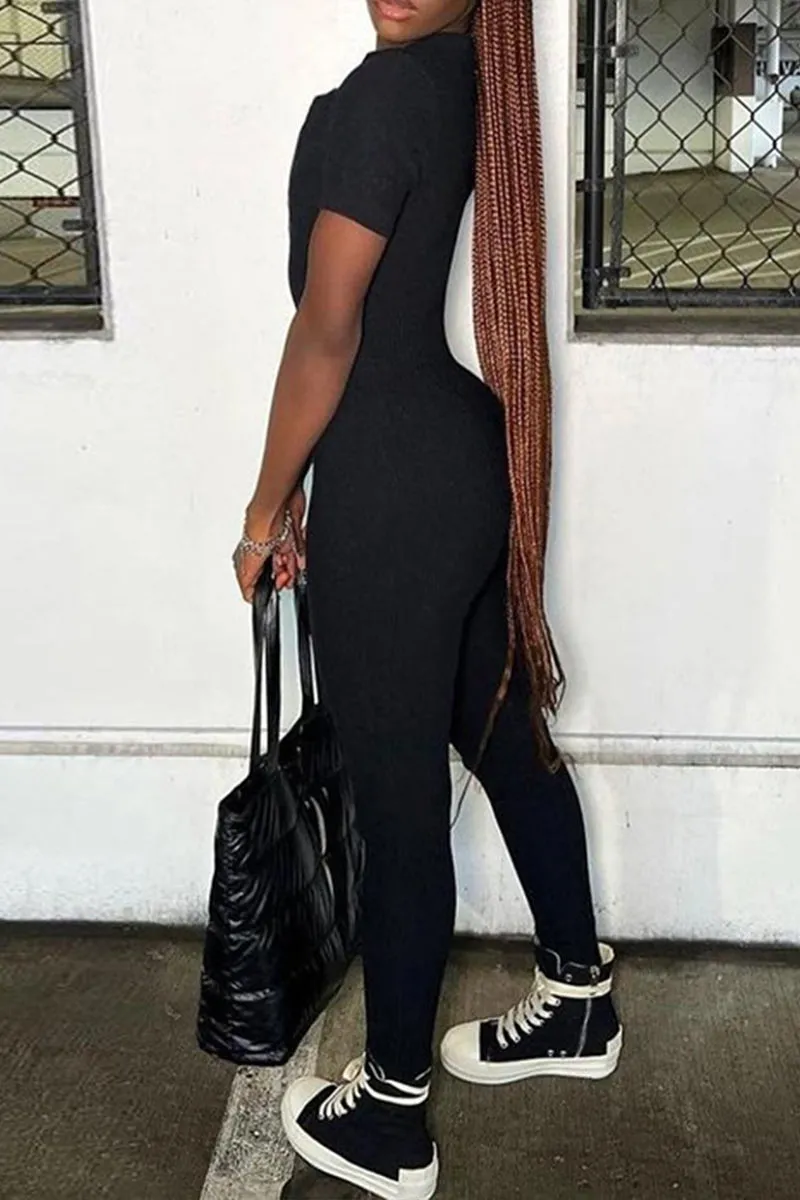 JL0234 V neck Bodycon Jumpsuits