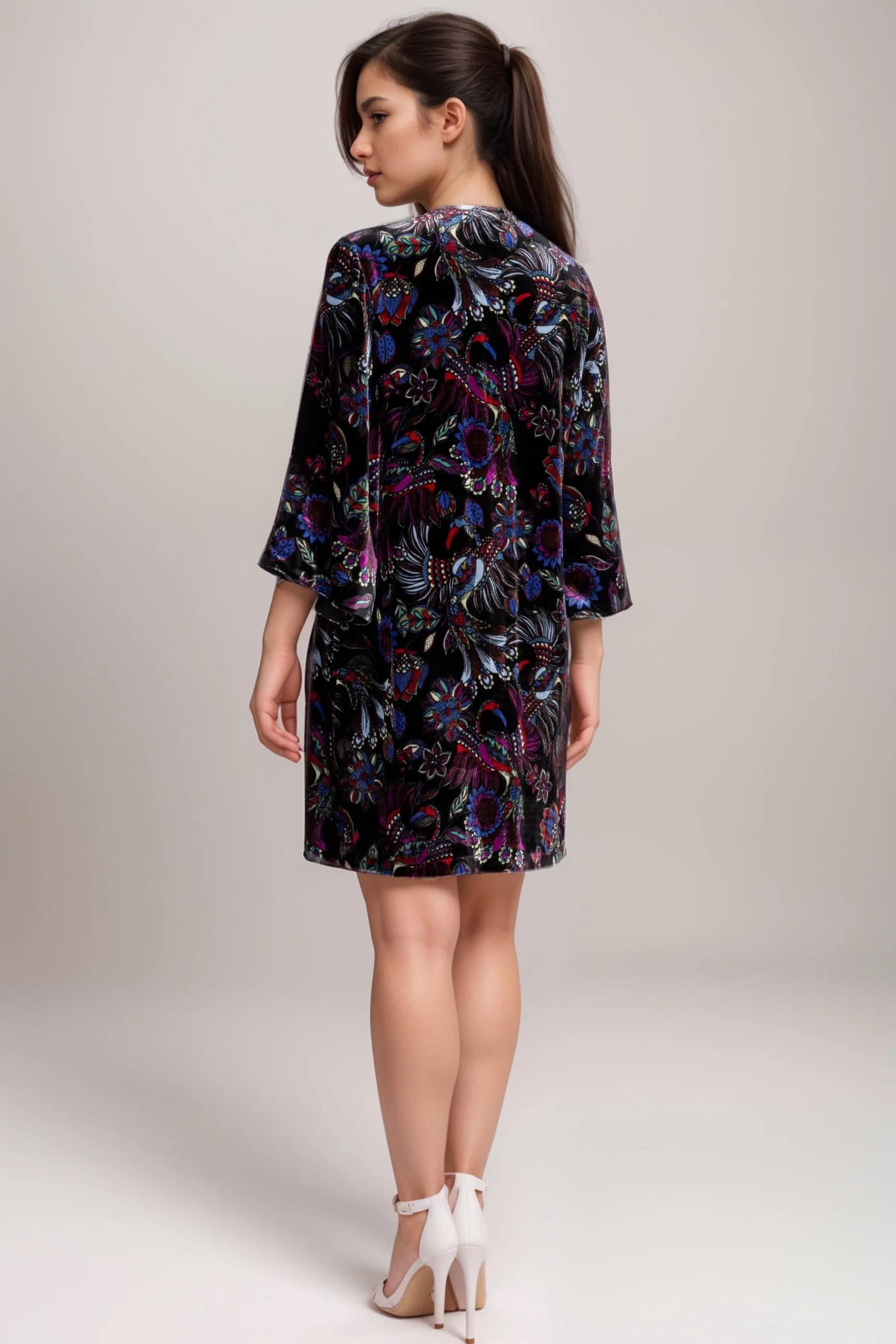 Johnny Was Black Tie Front Velvet Kimono Dress R37424-9