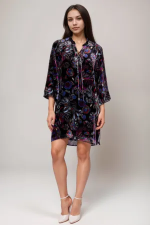 Johnny Was Black Tie Front Velvet Kimono Dress R37424-9
