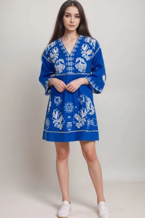 Johnny Was Jade Blue Barbara Mini Dress L36024
