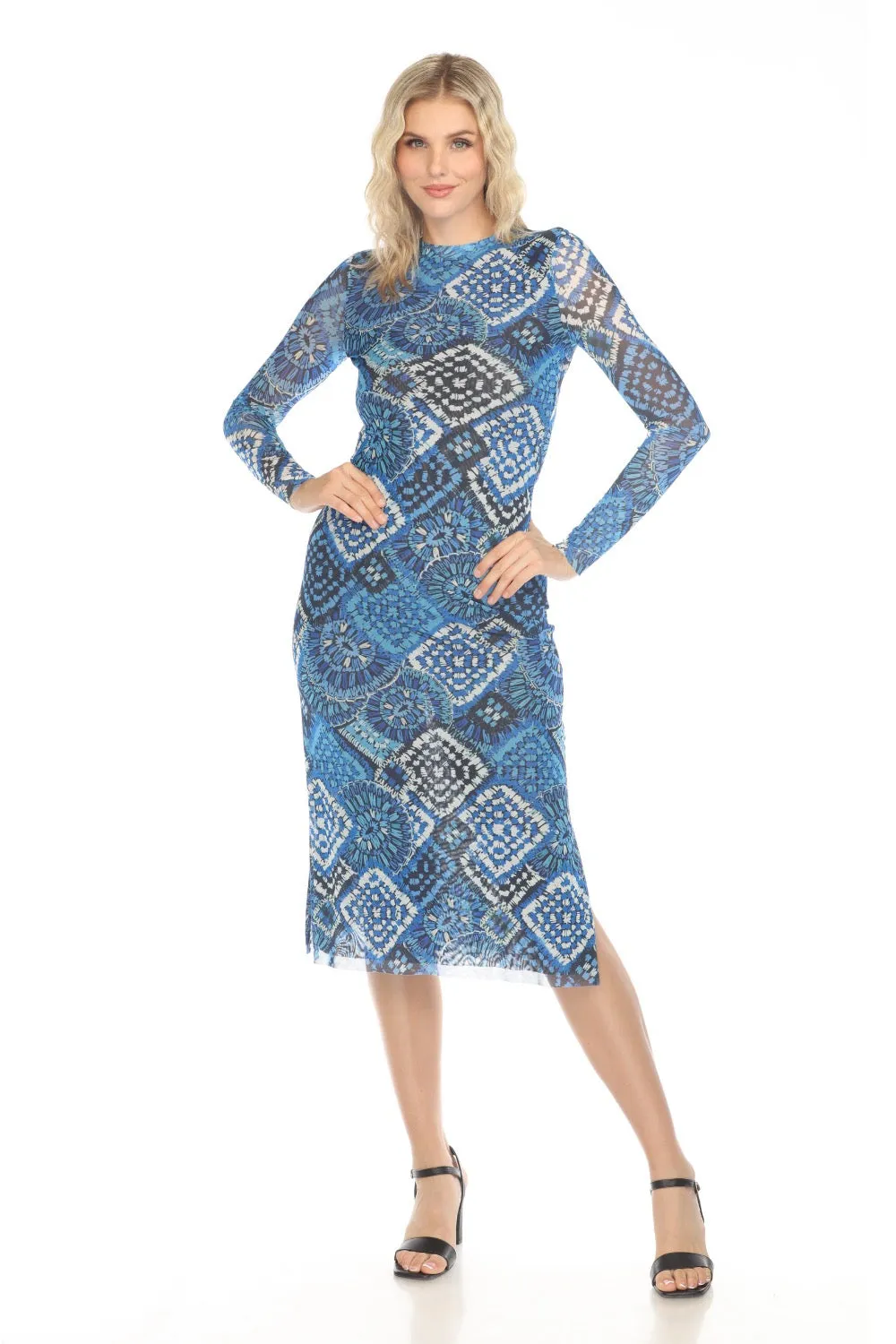 Johnny Was Jade Blue Lolia Mesh Midi Dress L34324-E