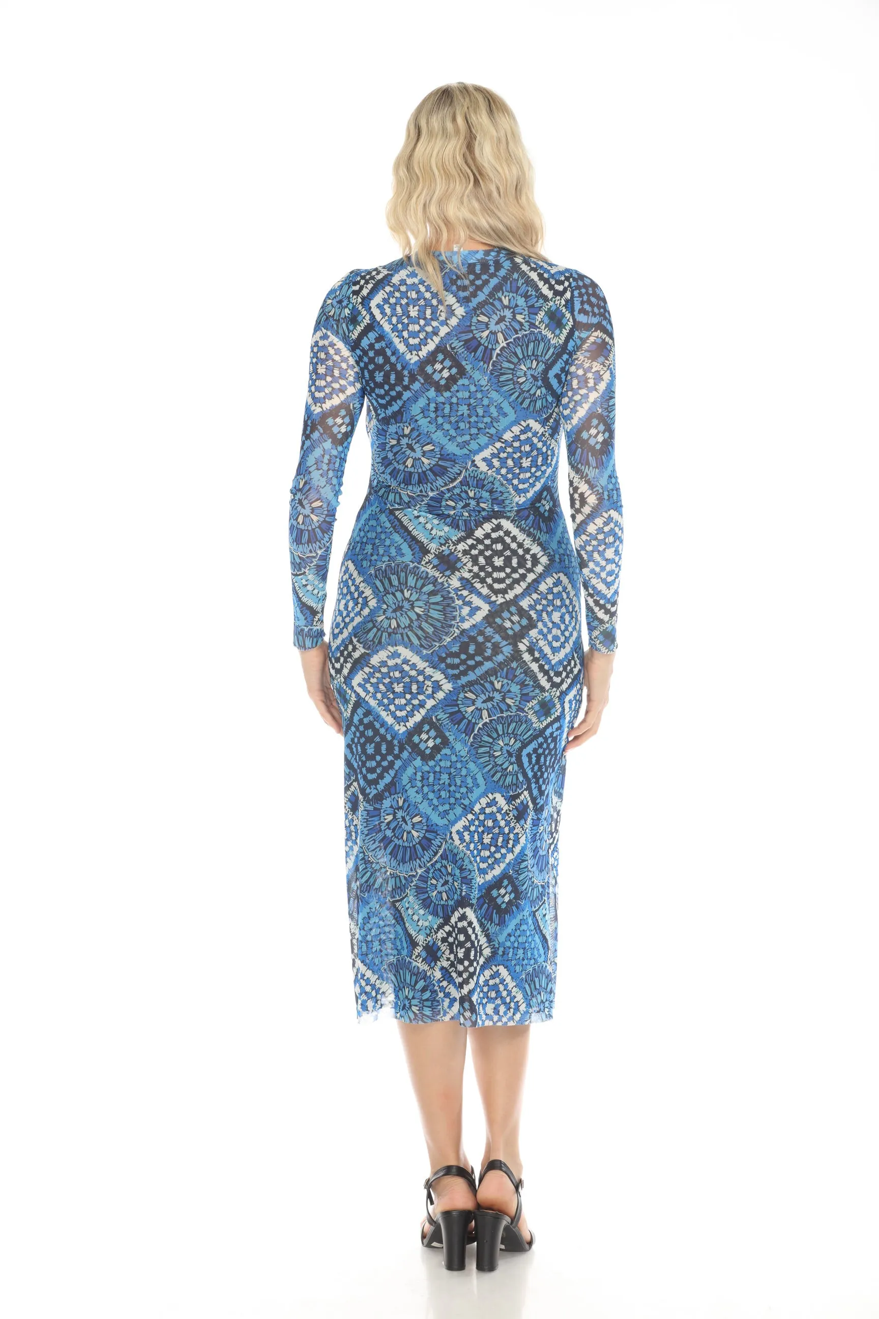 Johnny Was Jade Blue Lolia Mesh Midi Dress L34324-E