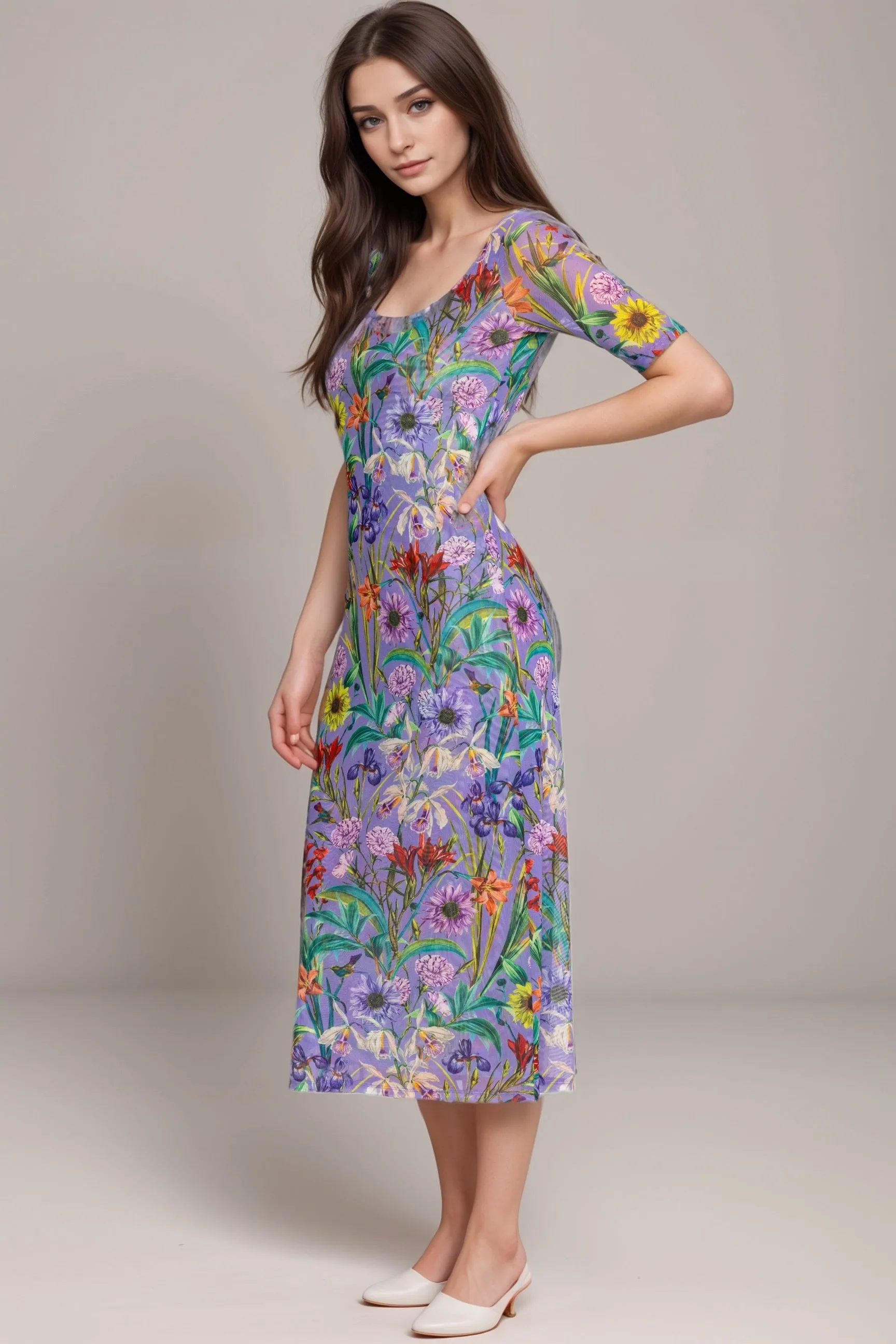 Johnny Was Jade Purple Daphne Mesh Midi Dress L32824-2