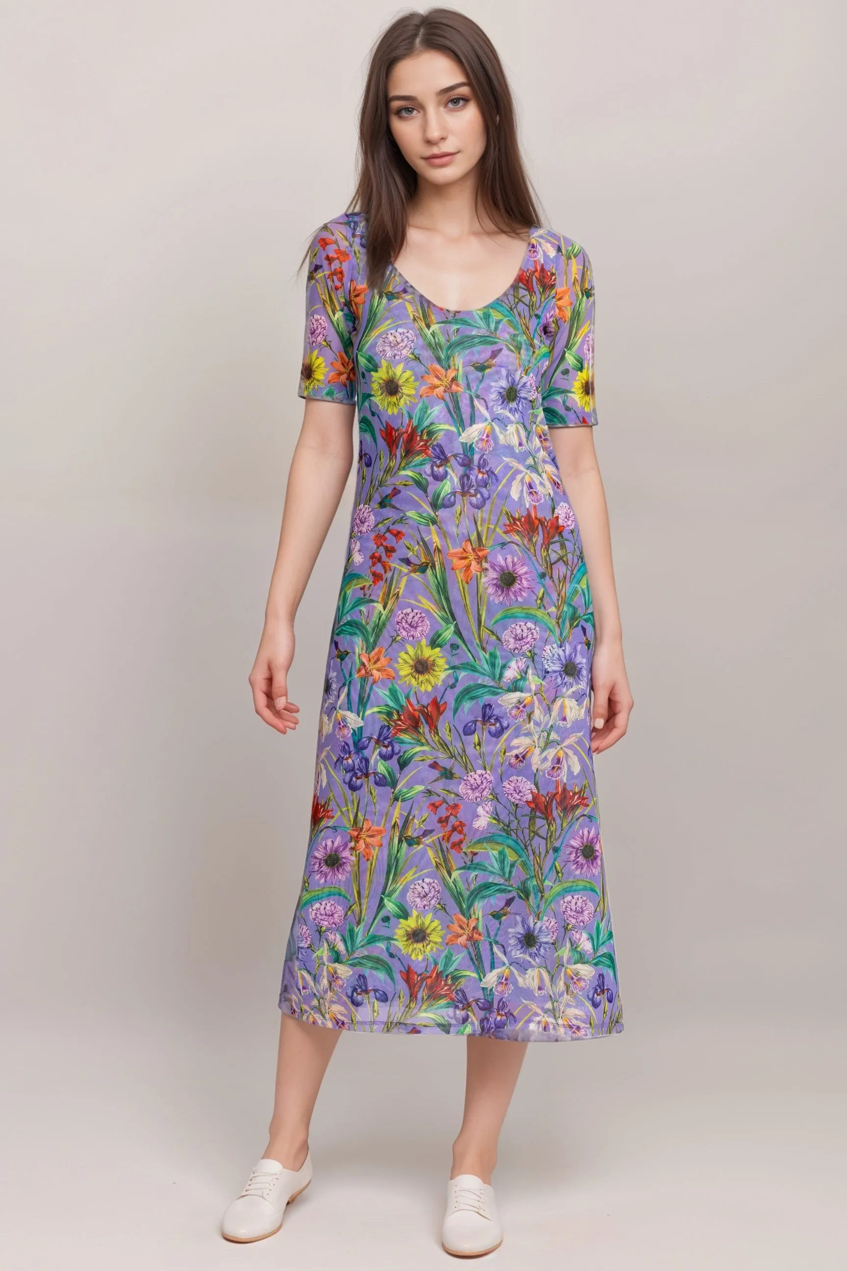 Johnny Was Jade Purple Daphne Mesh Midi Dress L32824-2