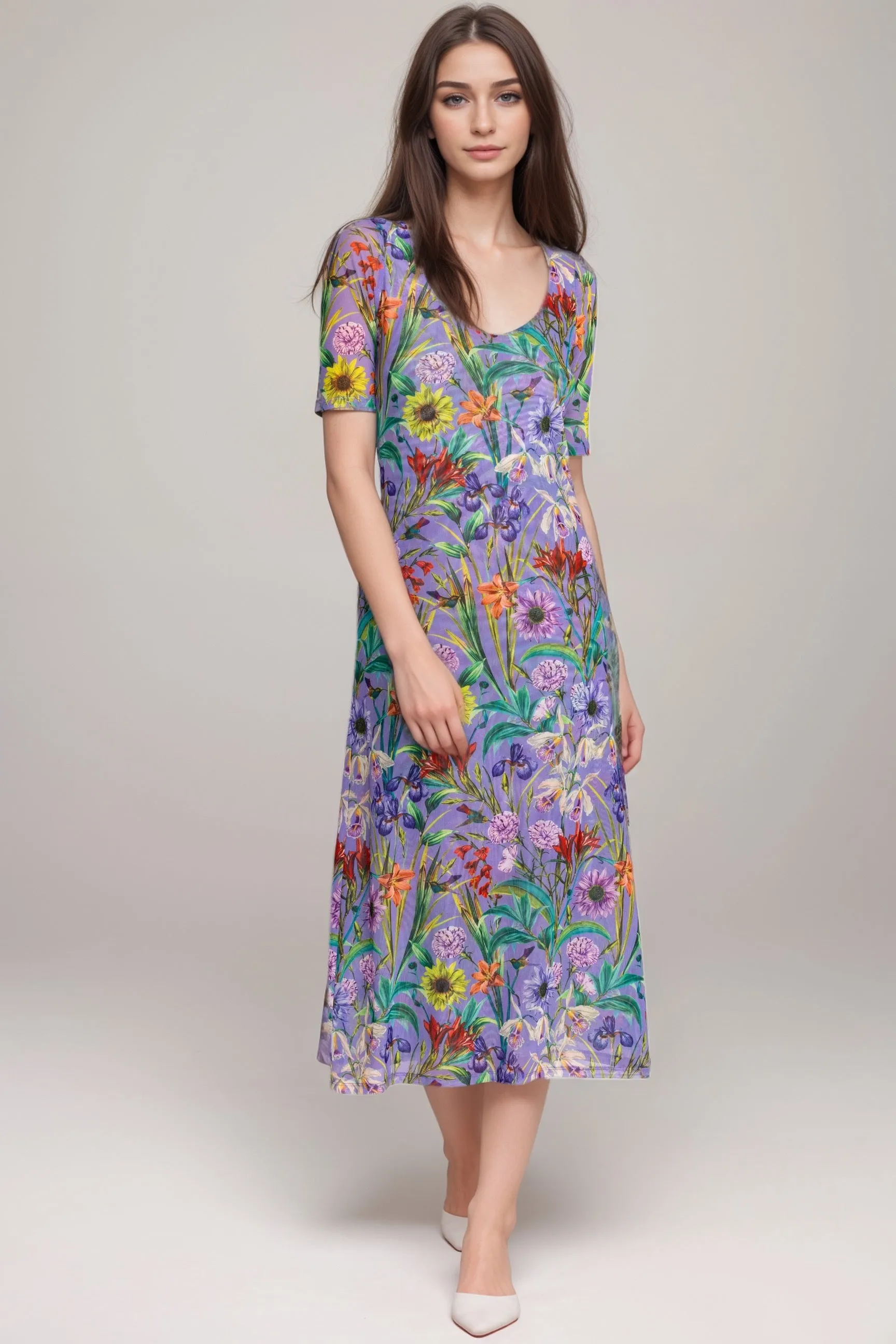 Johnny Was Jade Purple Daphne Mesh Midi Dress L32824-2