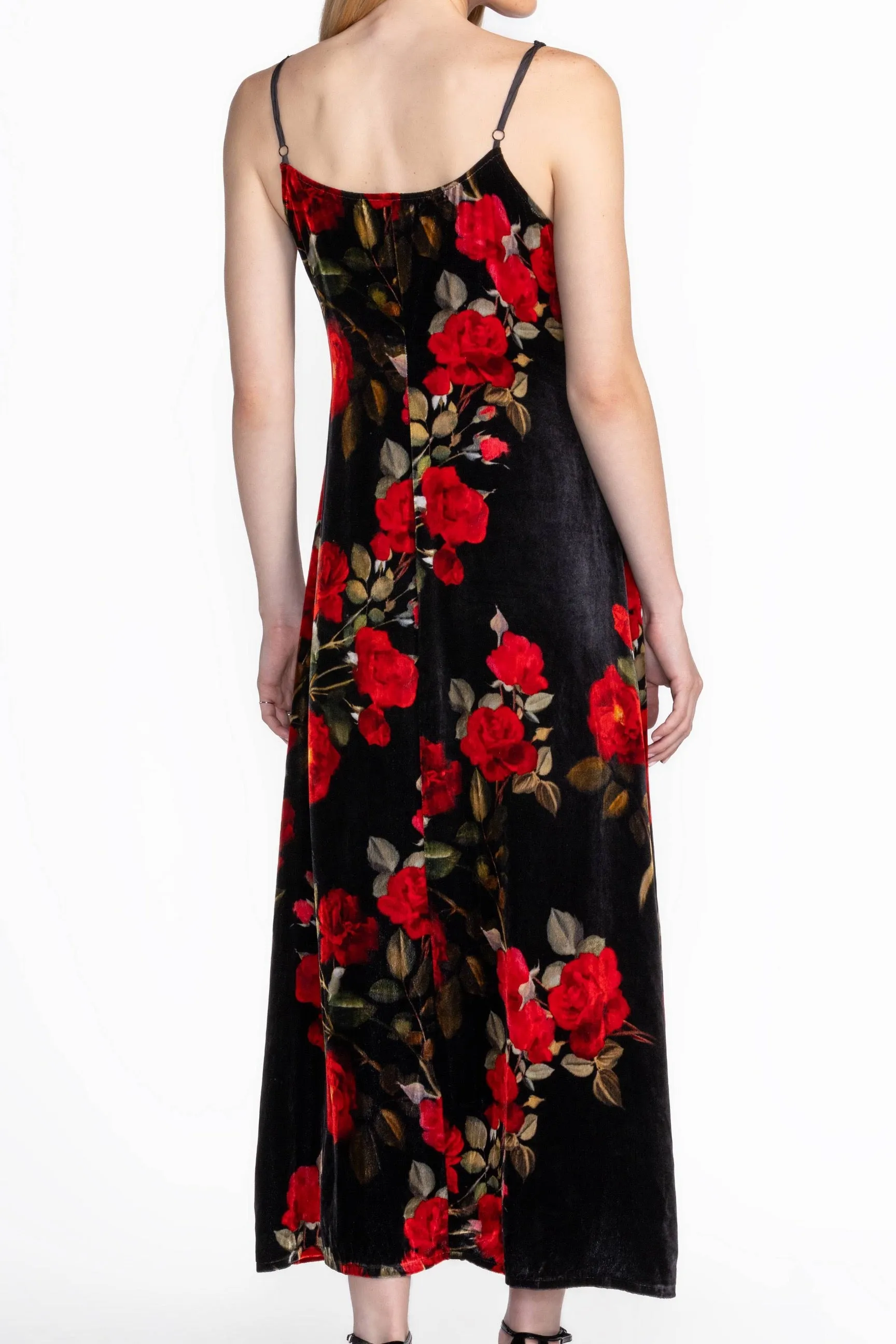 Johnny Was JWLA Black Floral Velvet Slip Dress J34424-O