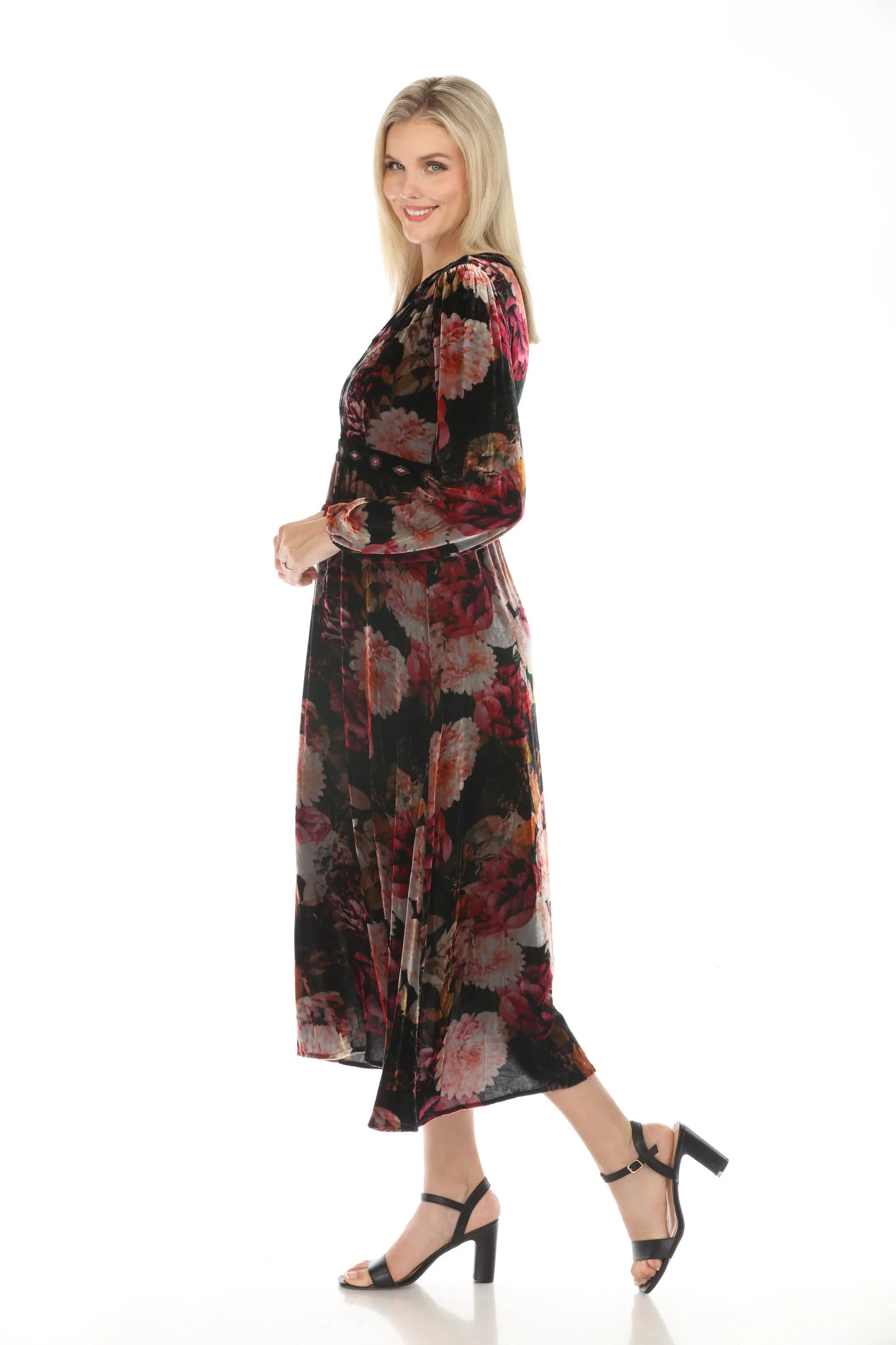 Johnny Was JWLA Rosa Velvet Front Notch Maxi Dress Boho Chic J30223