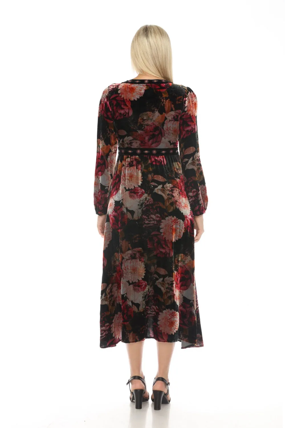 Johnny Was JWLA Rosa Velvet Front Notch Maxi Dress Boho Chic J30223