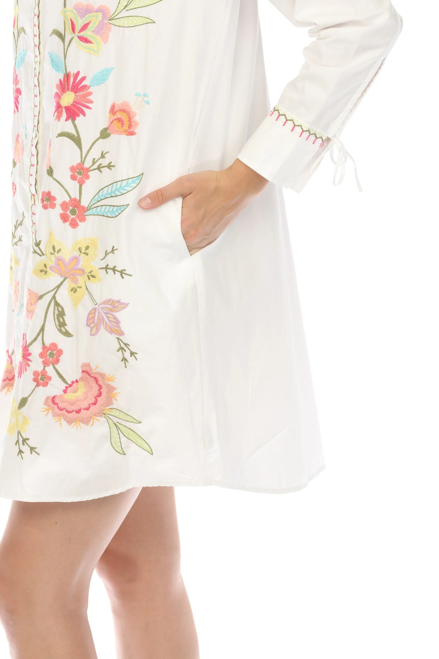 Johnny Was Workshop Camellia Ruched Sleeve Tunic Dress W29124 *