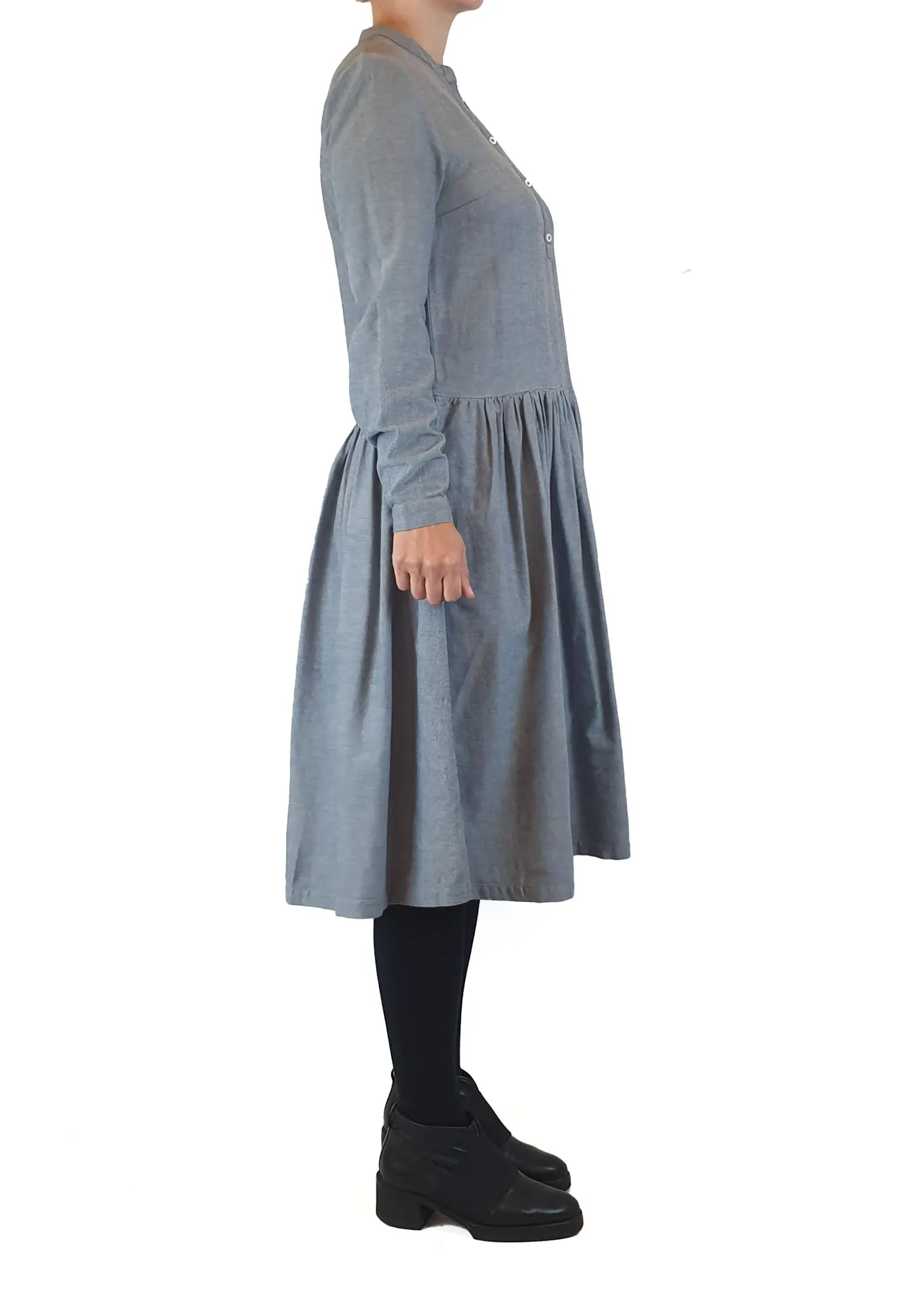 Kowtow blue long sleeve collarless shirt dress size XS (best fits size 8)