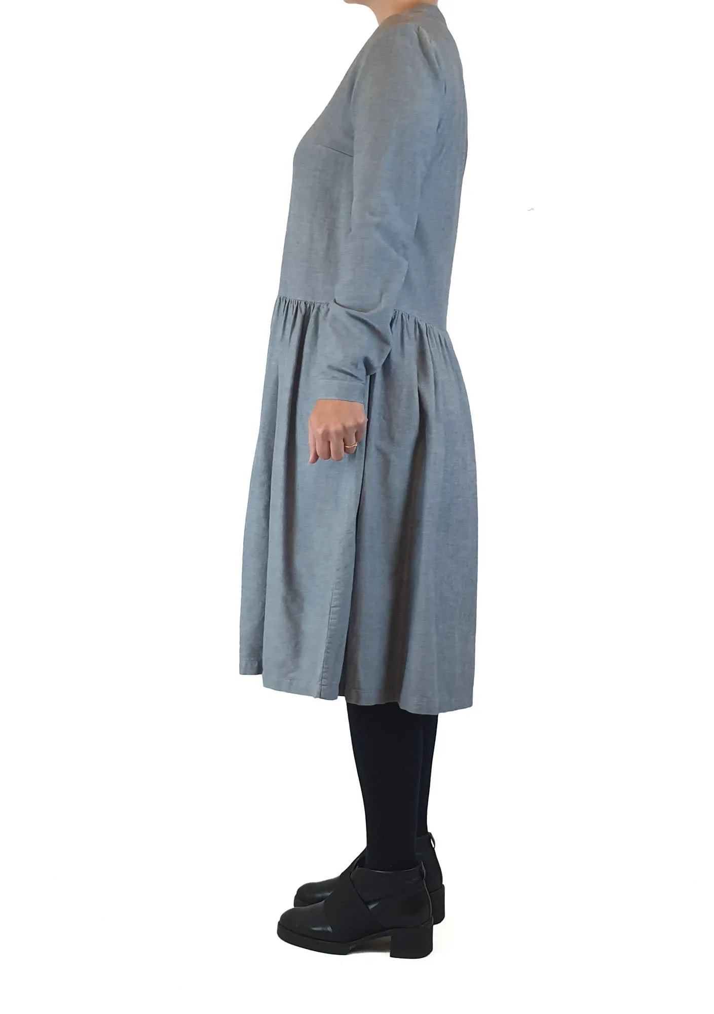 Kowtow blue long sleeve collarless shirt dress size XS (best fits size 8)