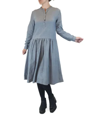 Kowtow blue long sleeve collarless shirt dress size XS (best fits size 8)