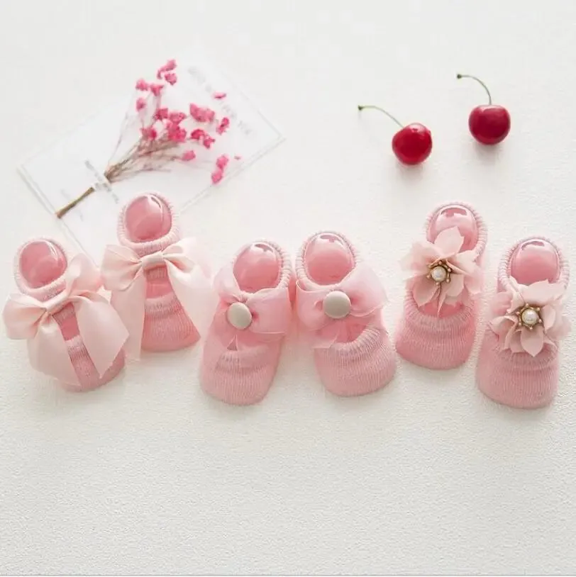 Lace Flower Newborn Baby Socks/3 Pairs