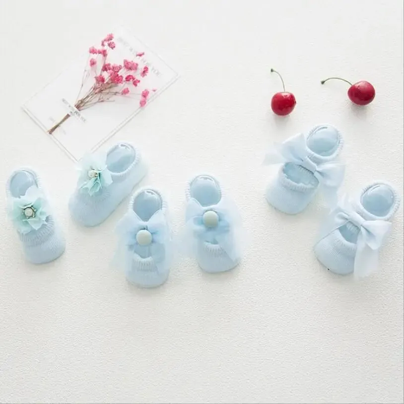 Lace Flower Newborn Baby Socks/3 Pairs