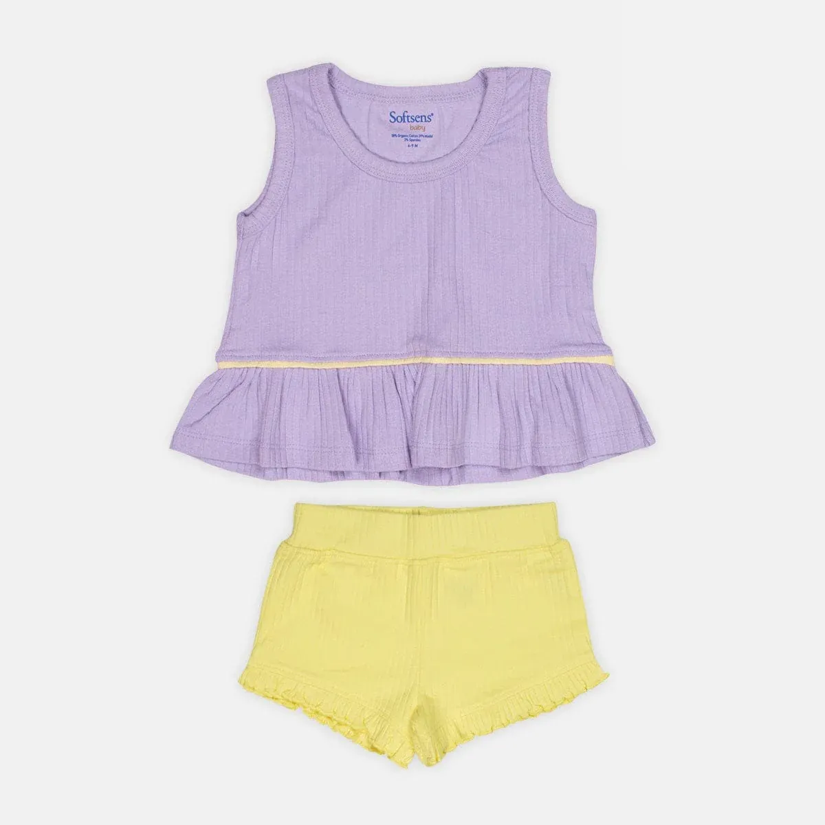 Lavender Sunshine Ribbed Top & Shorts Set