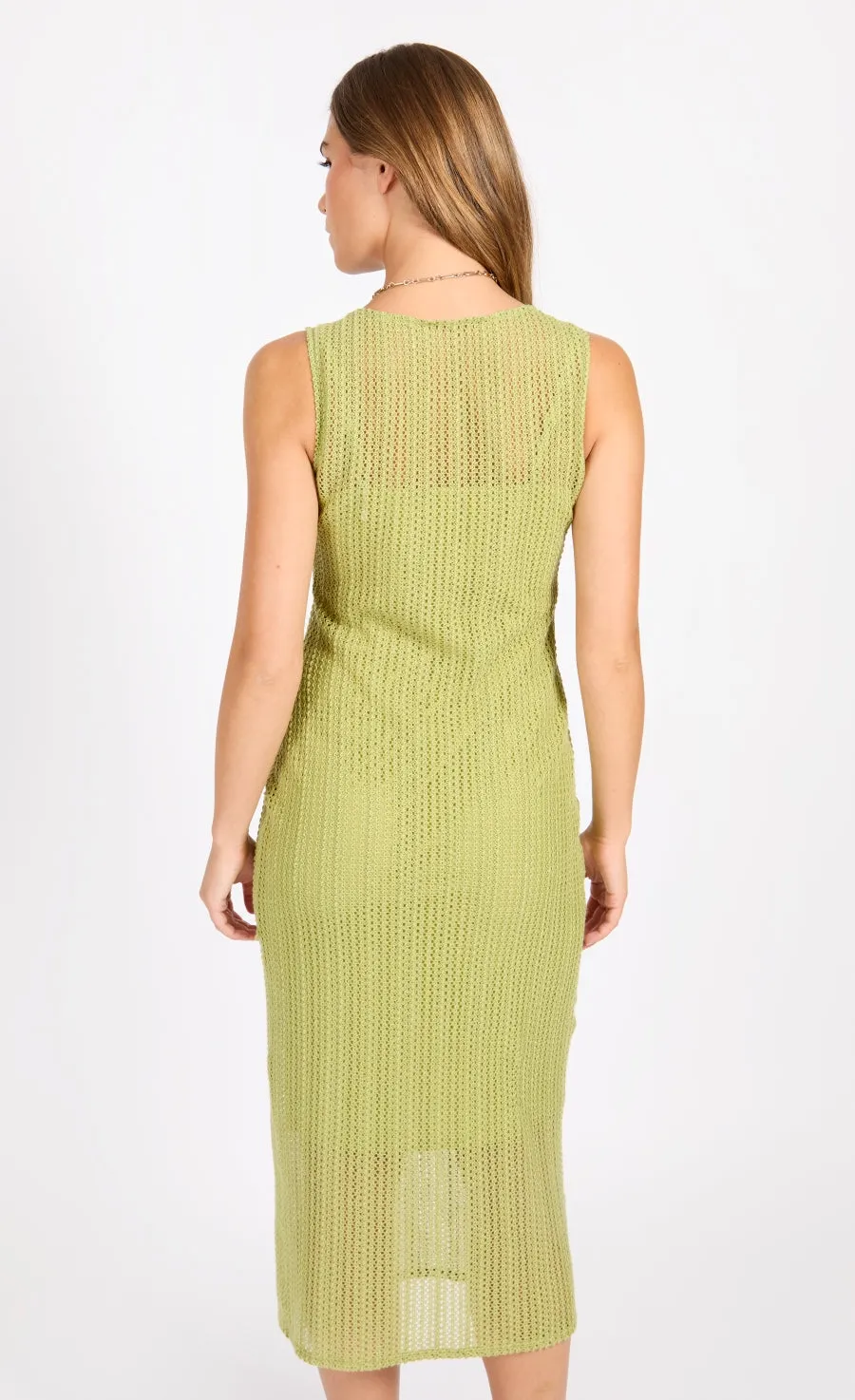 Lime Crochet Midi Dress - Lime