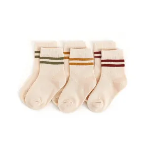 Little Stocking Co Midi Sock Set (3 Pair) - Vanilla Striped