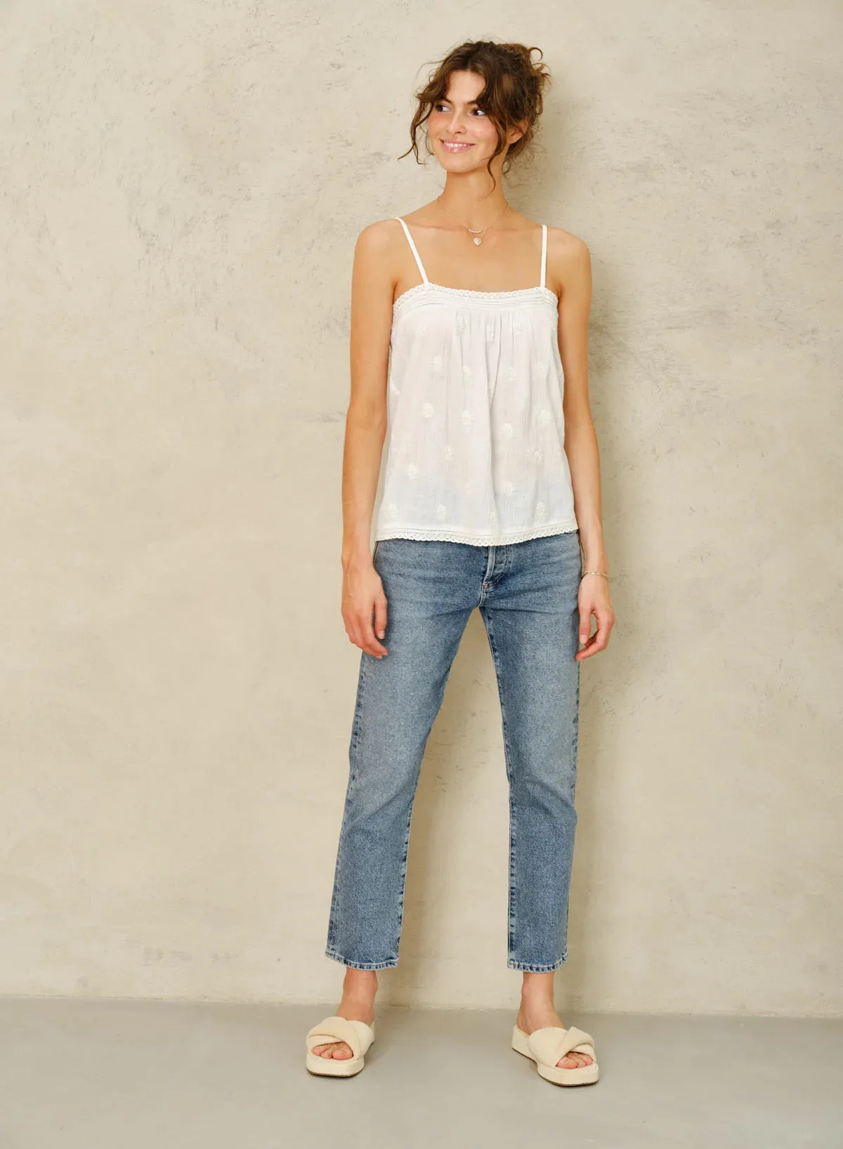 Livie Emb Top - White