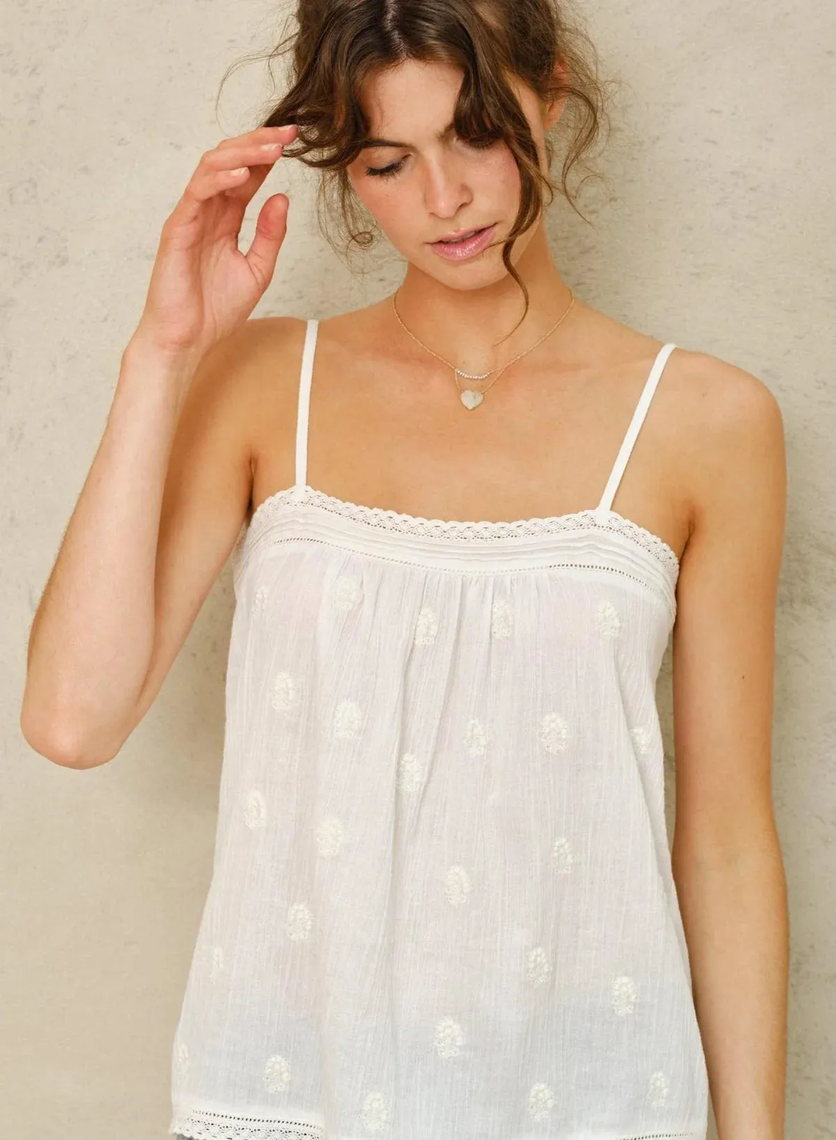 Livie Emb Top - White