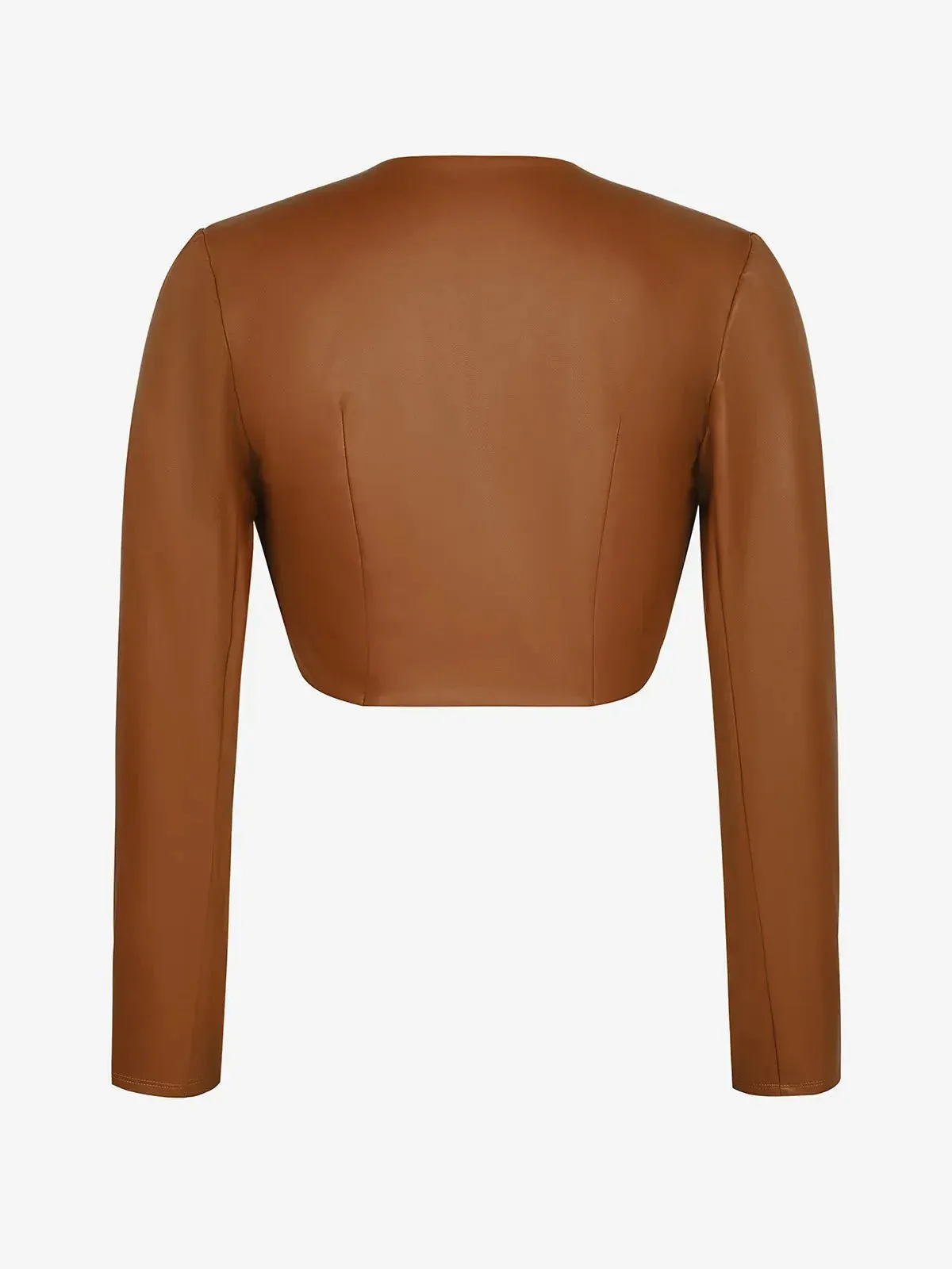 Long Sleeve Faux Leather Bolero Jacket