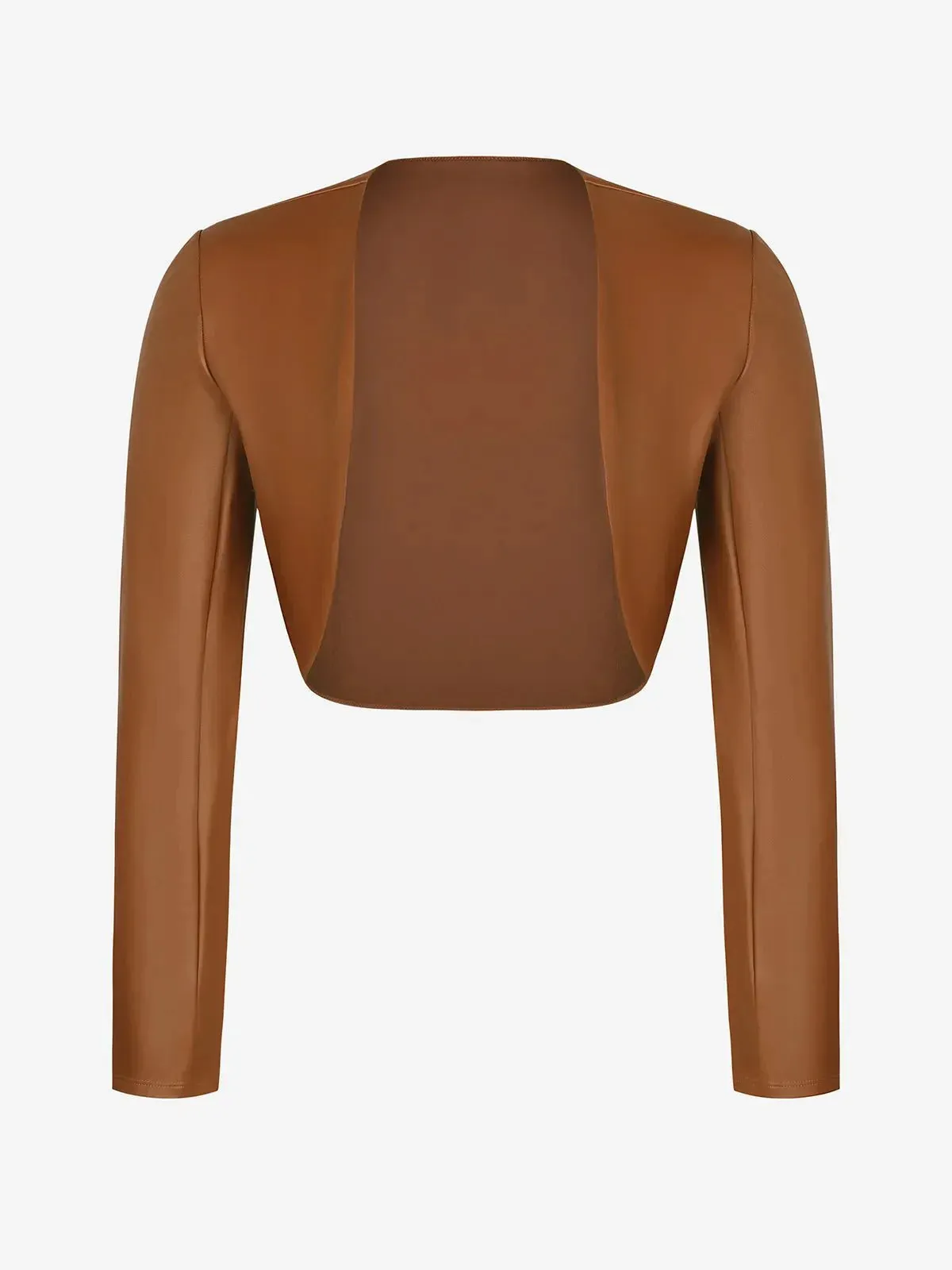 Long Sleeve Faux Leather Bolero Jacket