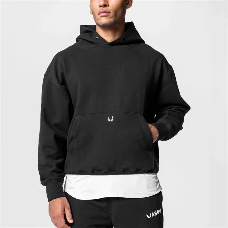 Men's Autumn Winter Jogger Pullovers Hooded Hoodies - High Quality Thick Fabric Solid Basic Cotton Sweatshirts, Available in 5 Colors