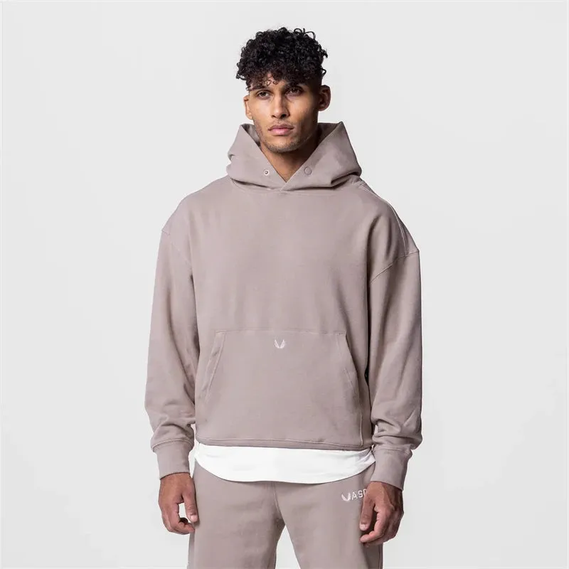 Men's Autumn Winter Jogger Pullovers Hooded Hoodies - High Quality Thick Fabric Solid Basic Cotton Sweatshirts, Available in 5 Colors