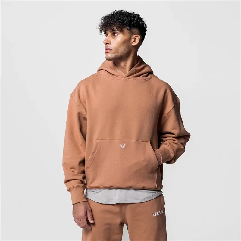 Men's Autumn Winter Jogger Pullovers Hooded Hoodies - High Quality Thick Fabric Solid Basic Cotton Sweatshirts, Available in 5 Colors