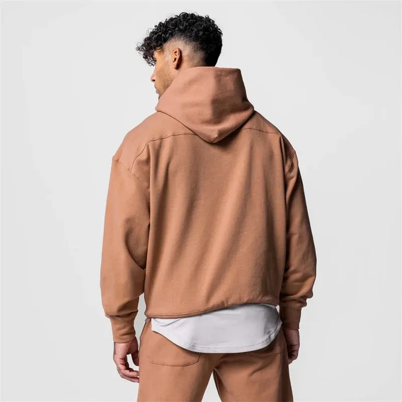 Men's Autumn Winter Jogger Pullovers Hooded Hoodies - High Quality Thick Fabric Solid Basic Cotton Sweatshirts, Available in 5 Colors