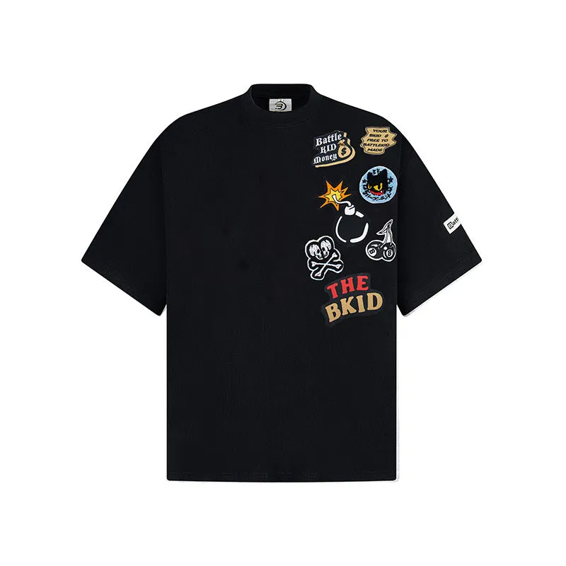 Men's Embroidery Patched T-Shirt.