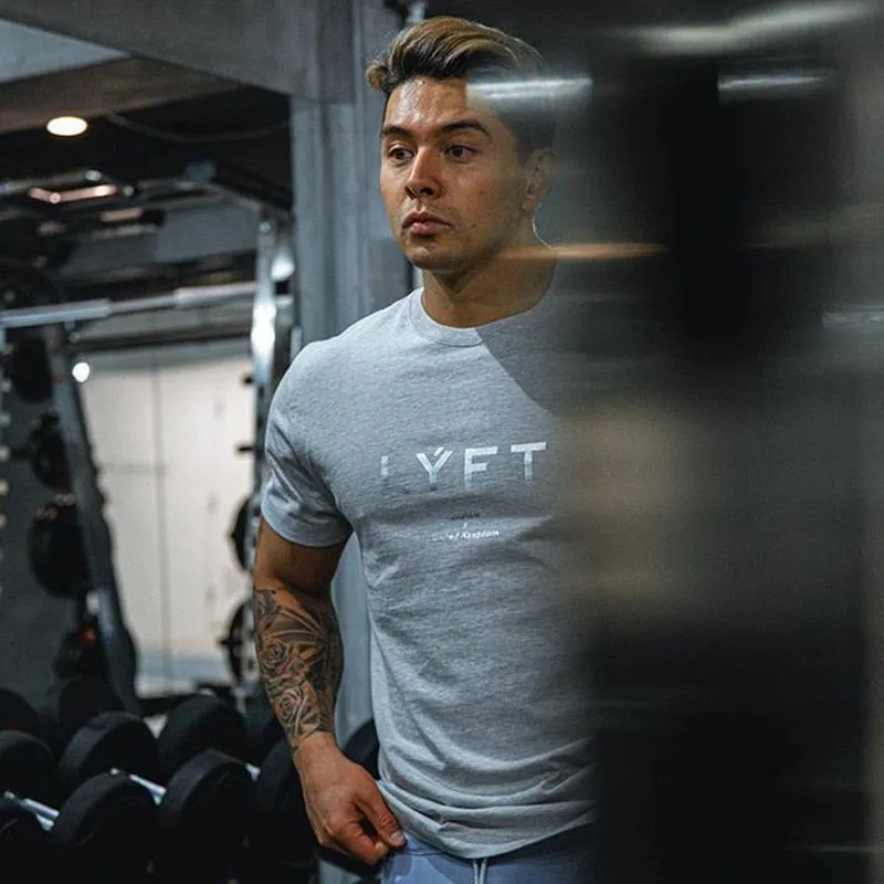 Men's Summer  Fitness Bodybuilding  Cotton Short Sleeves Round Neck T Shirts