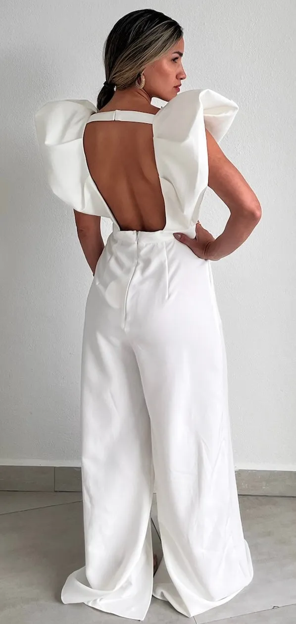 Moments to Remember V-Neck White Jumpsuit