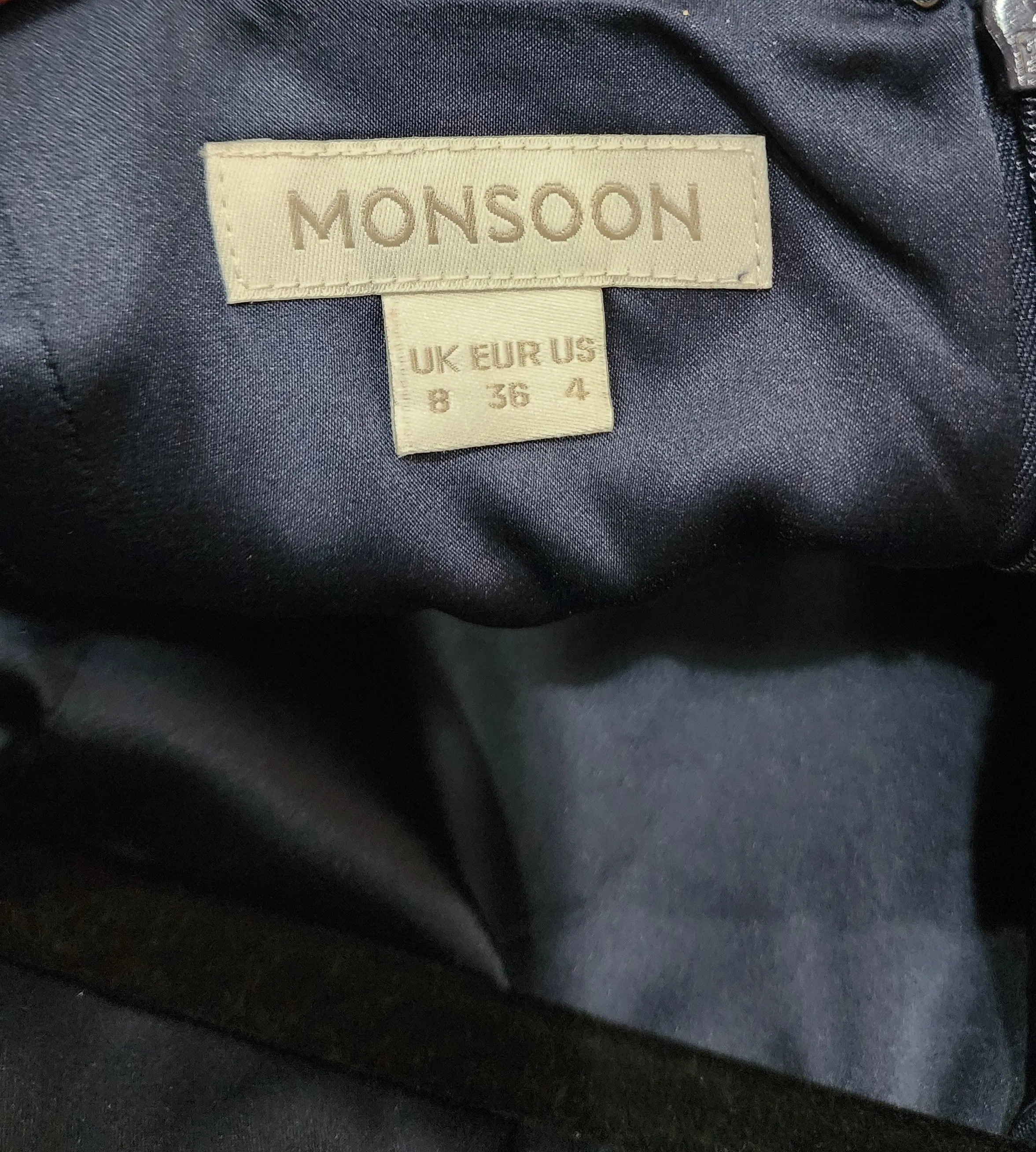 Monsoon navy dress size 8