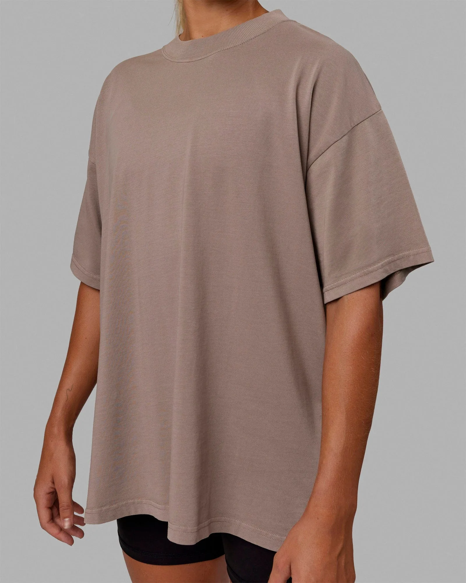 Move Fast Washed Heavyweight Tee Oversize - Cinder-Black