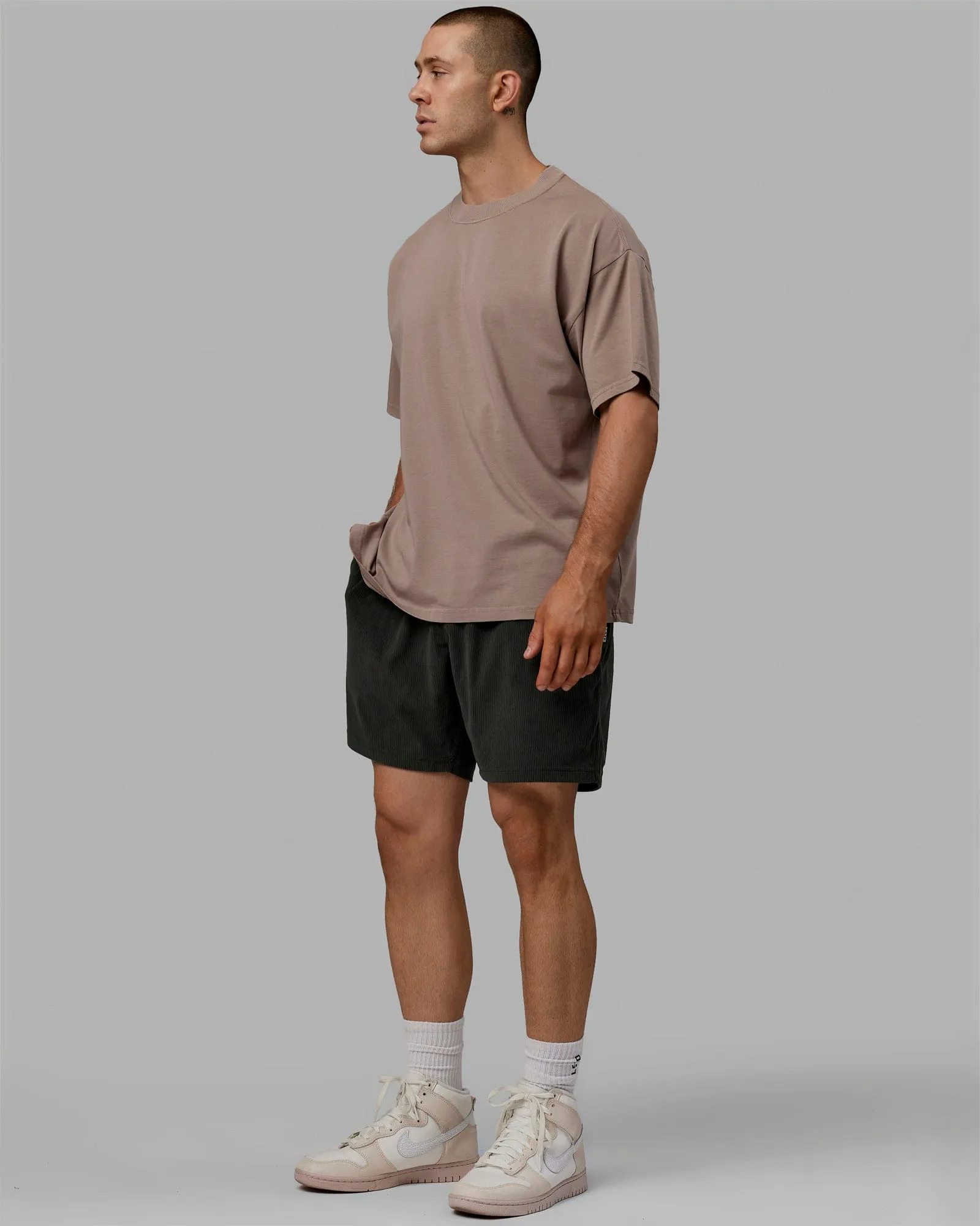 Move Fast Washed Heavyweight Tee Oversize - Cinder-Black