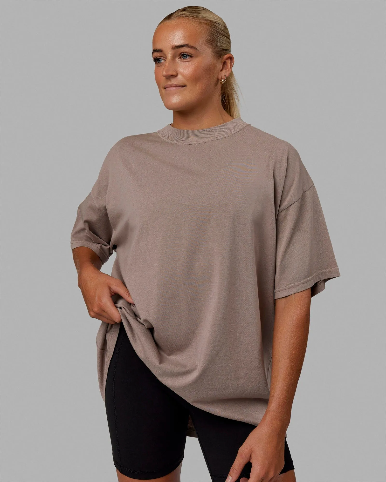 Move Fast Washed Heavyweight Tee Oversize - Cinder-Black