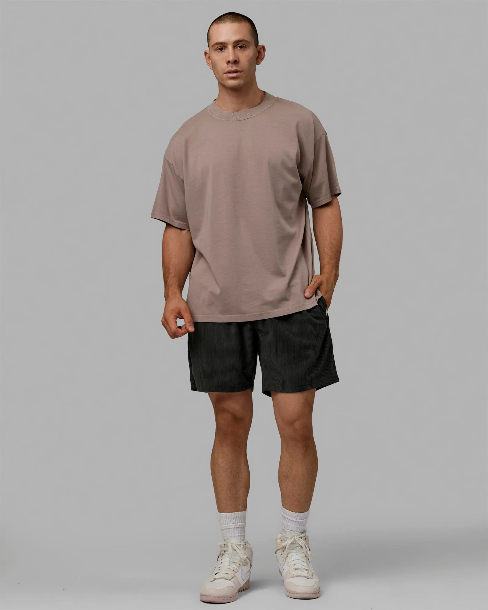 Move Fast Washed Heavyweight Tee Oversize - Cinder-Black