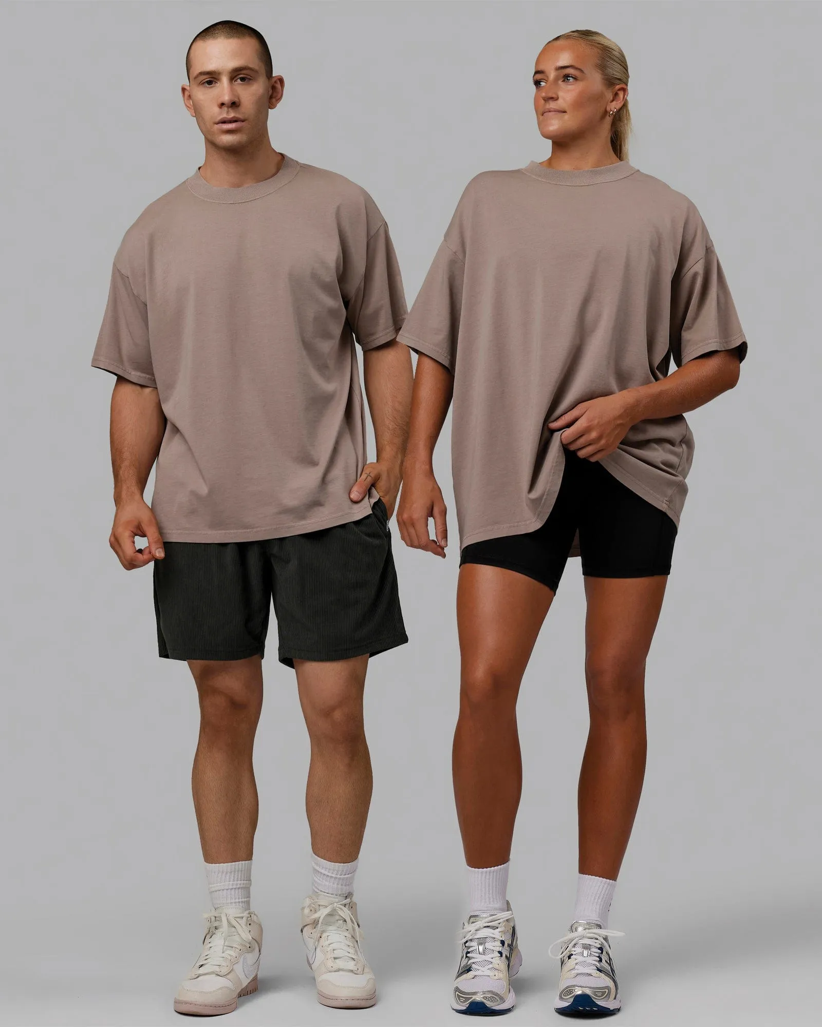 Move Fast Washed Heavyweight Tee Oversize - Cinder-Black