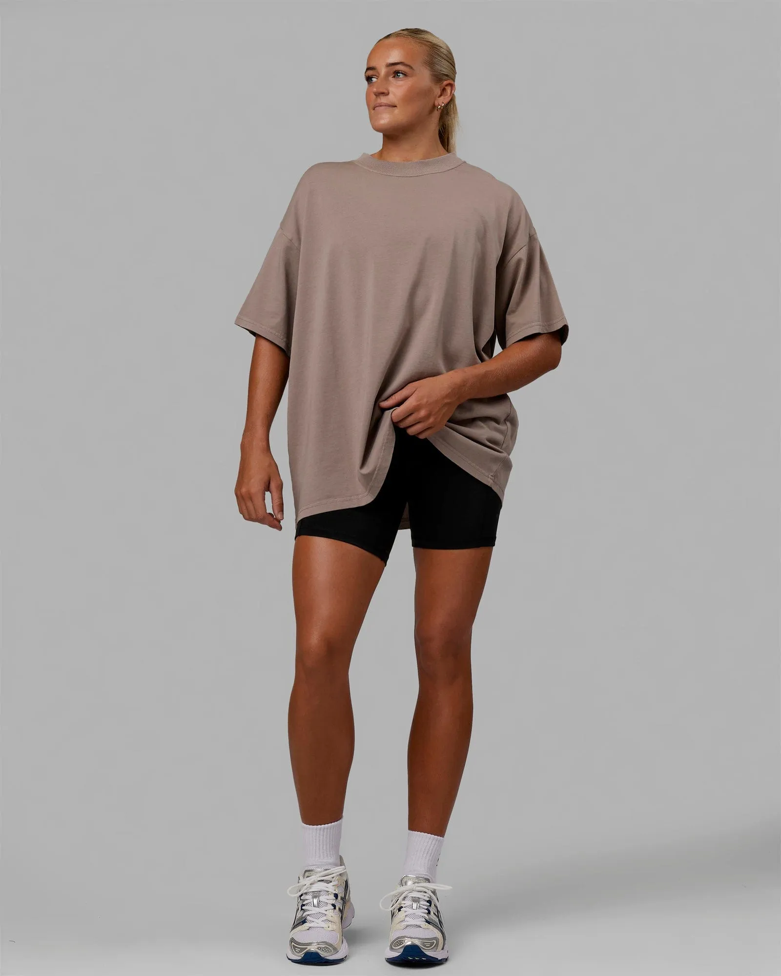 Move Fast Washed Heavyweight Tee Oversize - Cinder-Black