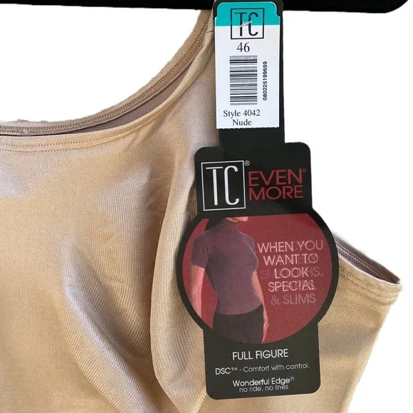 NWT TC Fine Intimates Even More®️ Full Figure Support Camisole Nude Plus-Size 46