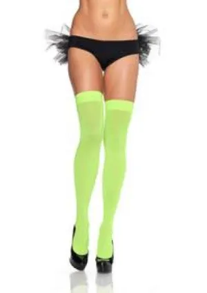 Nylon Over Knee Thigh High - Neon Green