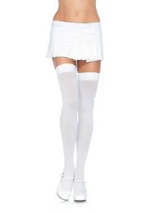 Nylon Over Knee Thigh High - White