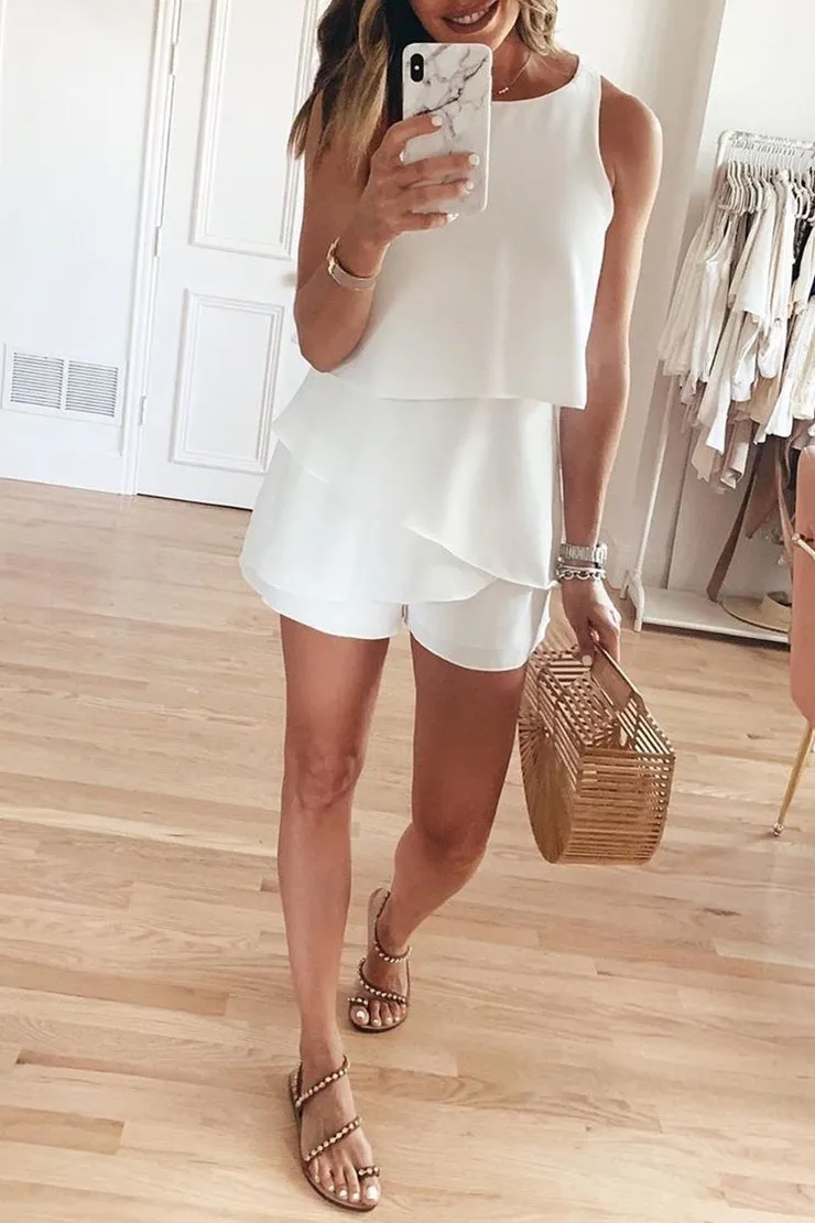 O Neck Ruffle Romper(3 Colors)