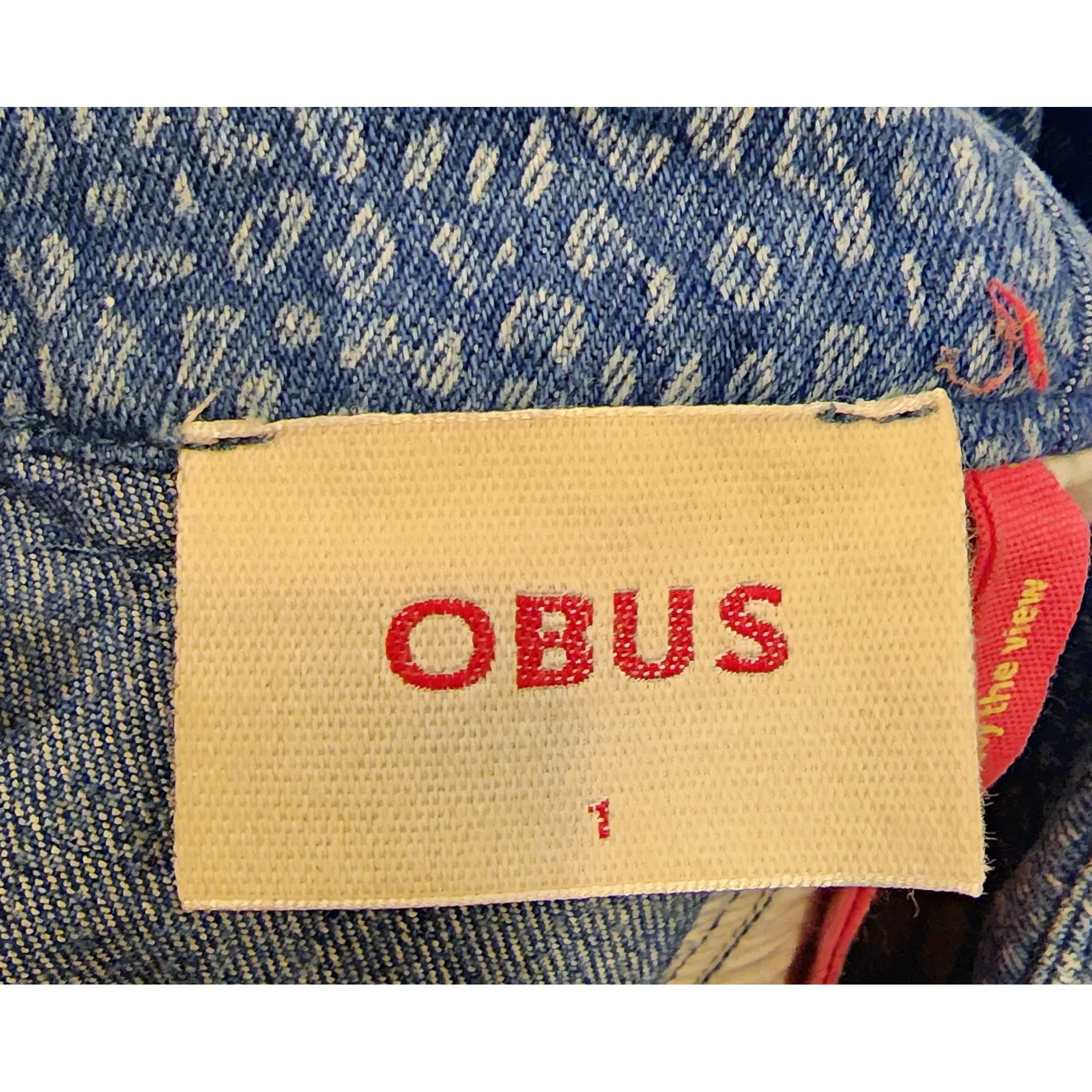 Obus denim skirt with subtle white white animal print size 1 (best fits size 8)